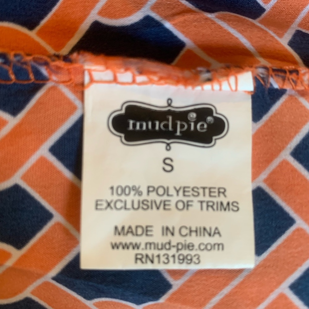 Mud Pie Vibrant Orange and Blue Long Sleeve Dress - Picture 5 of 5